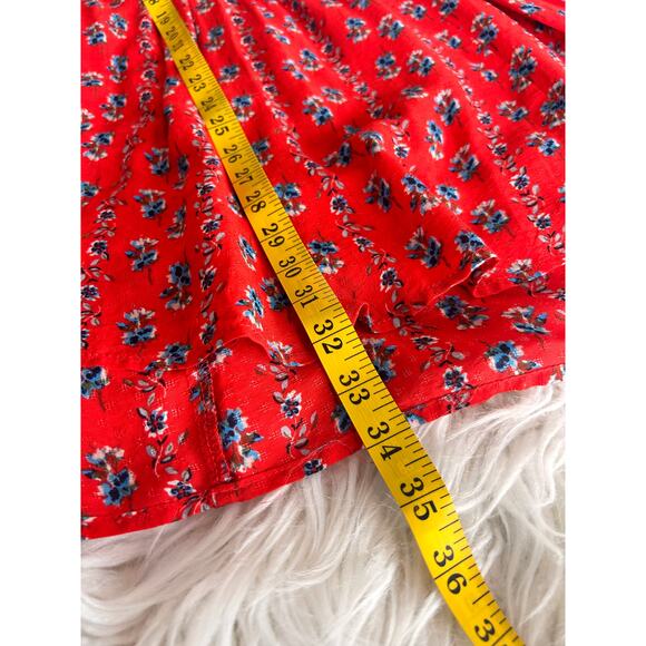 En Creme Women's Floral Print Ruffle Mini‎ Fit & Flare Dress Red Blue Size Small - Picture 9 of 9